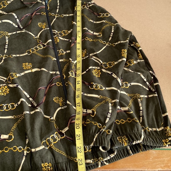 VTG BonWorth Equestrian Print Jacket. L/XL P. Green with Gold & Brown Print - Picture 11 of 11